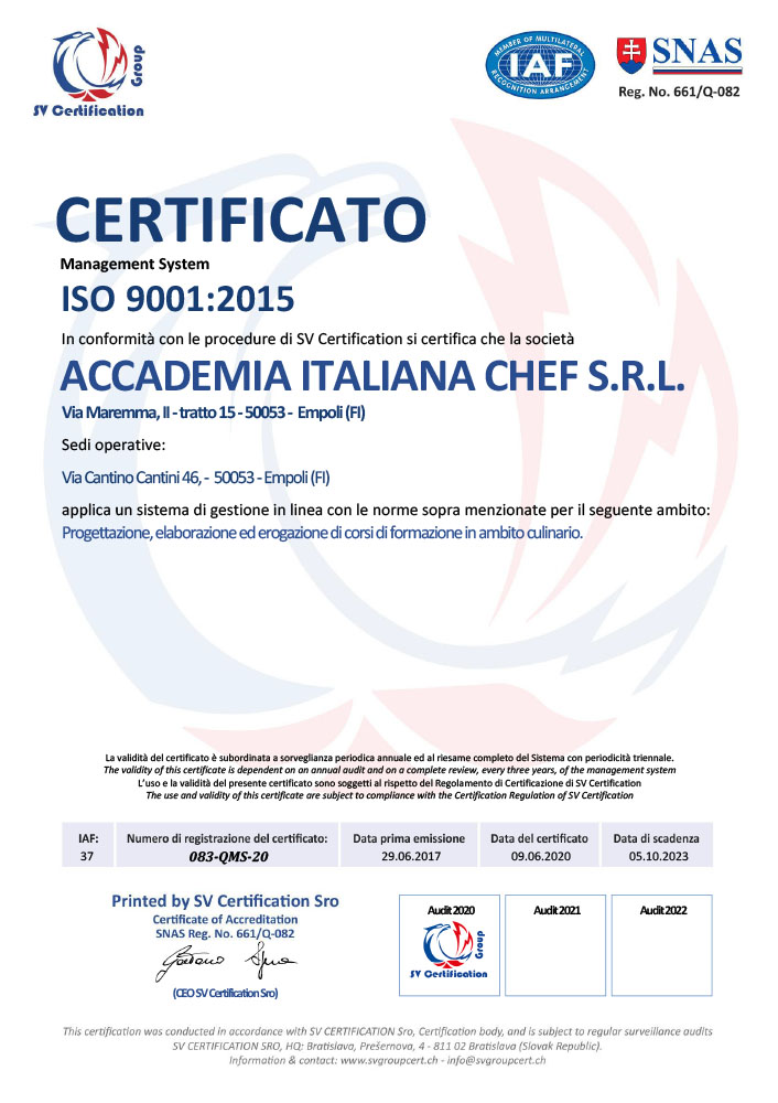 Certificazioni ristorazione professionale